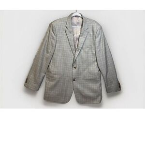 TOMMY HILFIGER Beige Plad two button sport coat suit jacket blazer 46 L